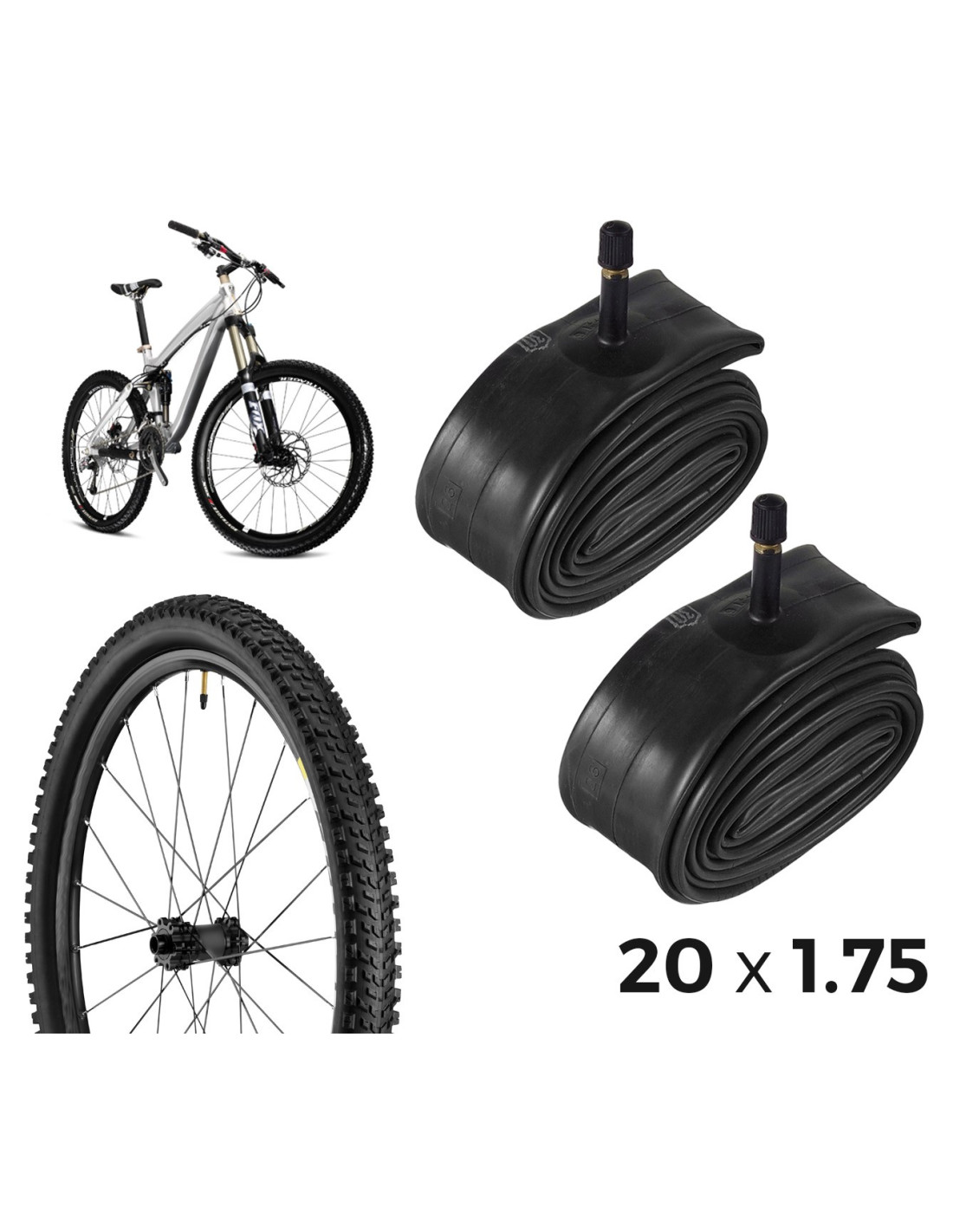 Set 2 Camere D'Aria Bici 12 Pollici Con Valvola Schrader AV32 Mm – Gomma Butilica Per Bambini/MTB/BMX