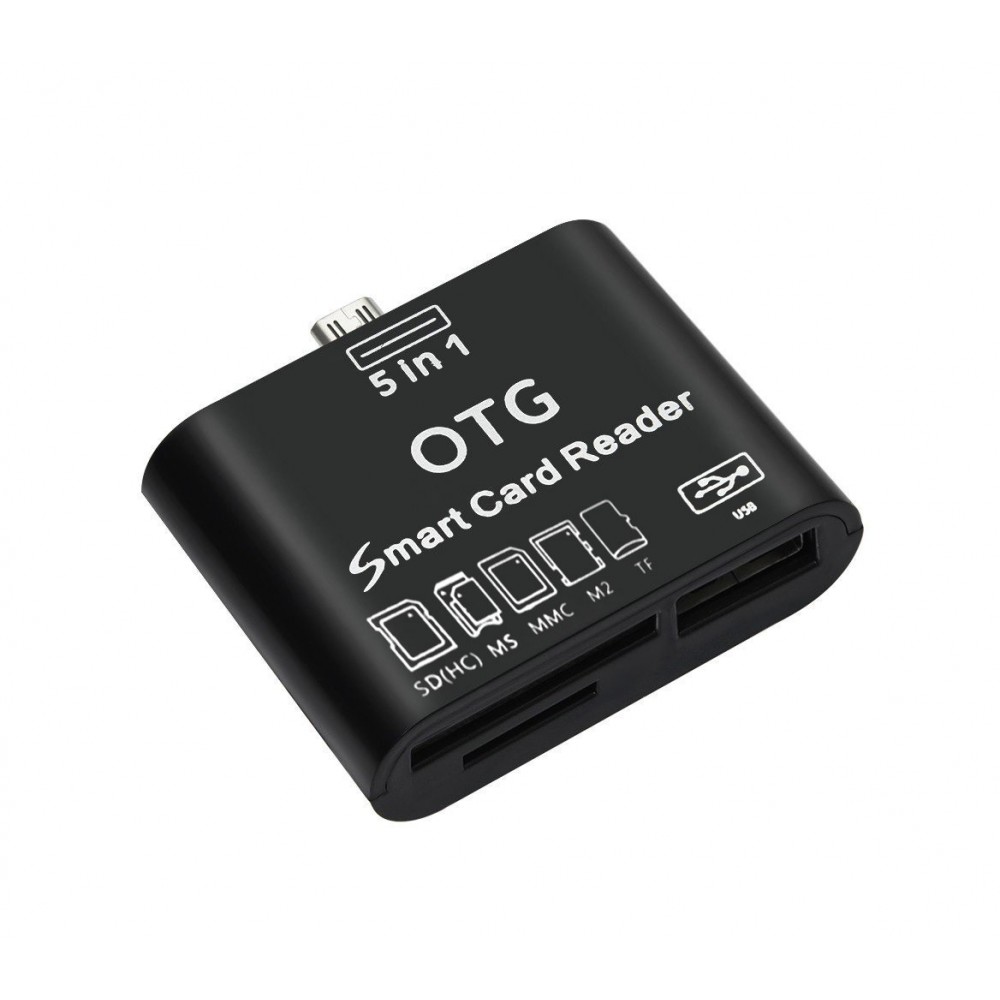 Lettore 5 in 1 memory card e usb con connettore micro usb per smartphone