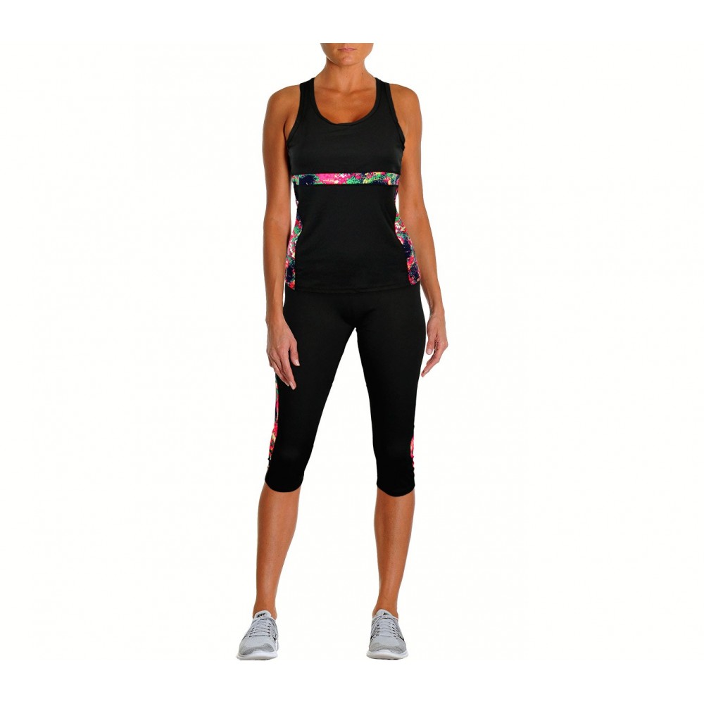 Completo sportivo da donna GIUNONE canotta e leggings al polpaccio in 3 colori 