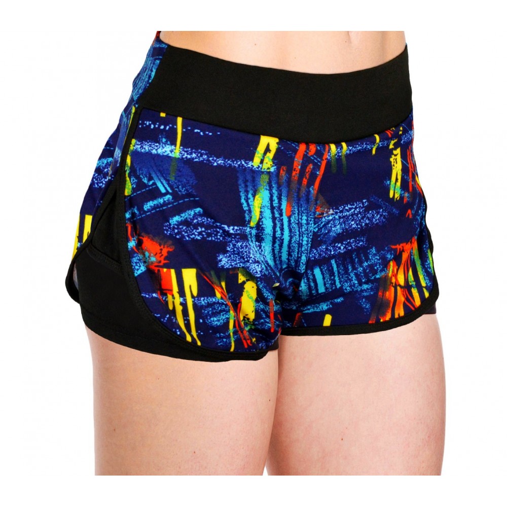 KZ-303 Shorts sportivo da donna con pantaloncino contenitivo interno