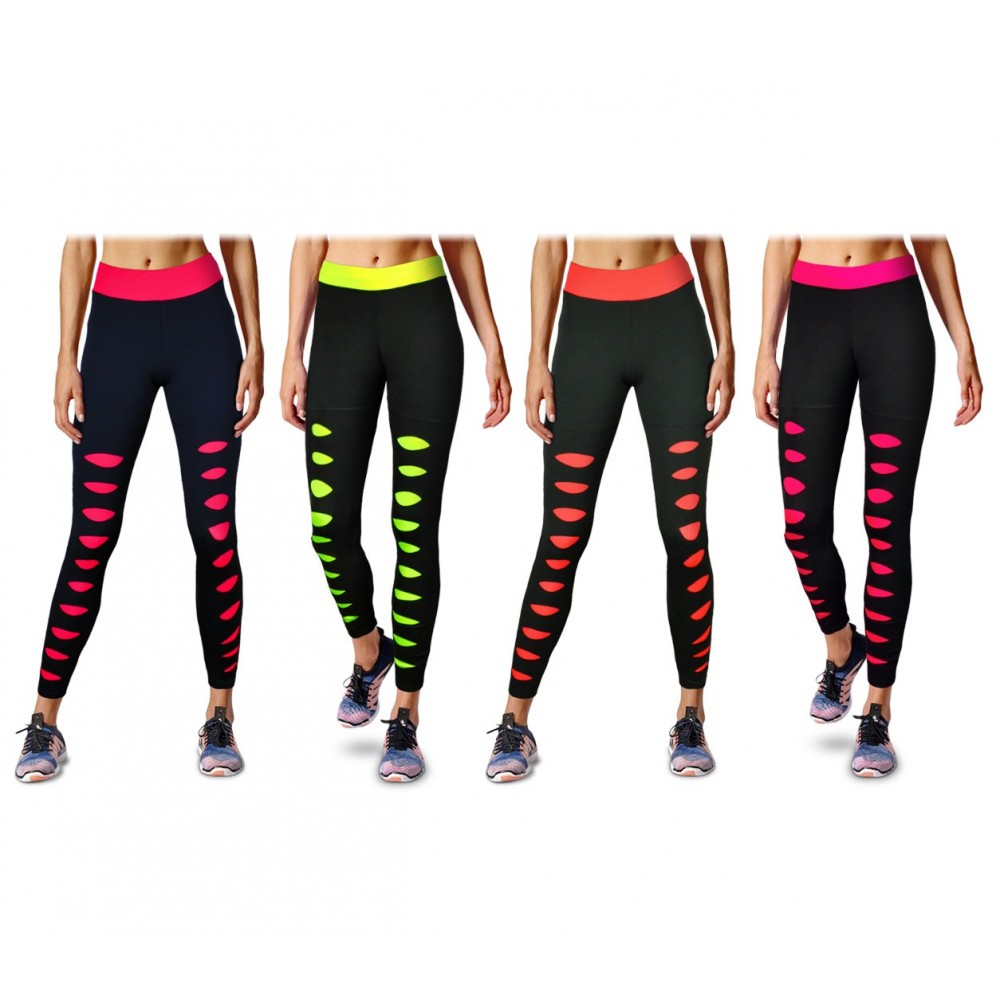 Leggins aderenti fucsia, alla caviglia, top con fantasia a Leggins aderenti fucsia, alla caviglia, top con fantasia a