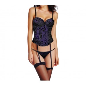 Image of Completino lingerie sexy  ZH0063 corsetto tanga mod.SENSUAL in due colori 7106891525172