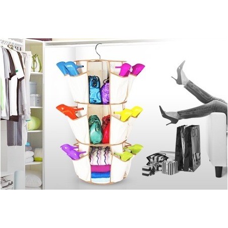 Organizer 360° girevole 24 Tasche 3 ripiani multifunzione per scarpe e accessori