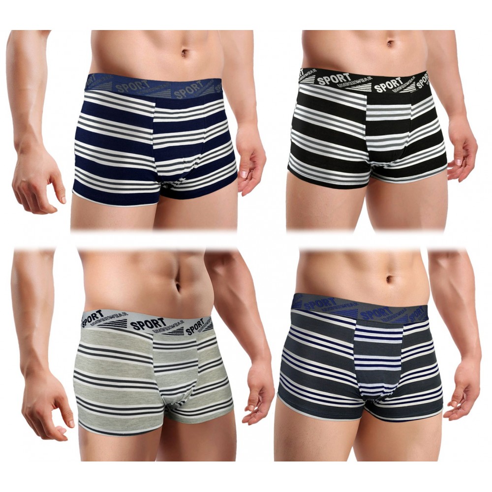 B104 Pack di 12 boxer da uomo Huston fantasia con strisce in cotone