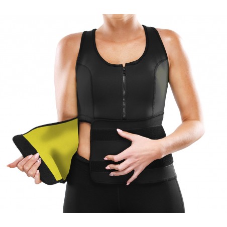 Canotta sauna fitness con zip e velcro effetto snellente taglie dalla L alla XXL