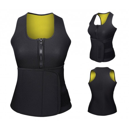 Canotta sauna fitness con zip e velcro effetto snellente taglie dalla L alla XXL