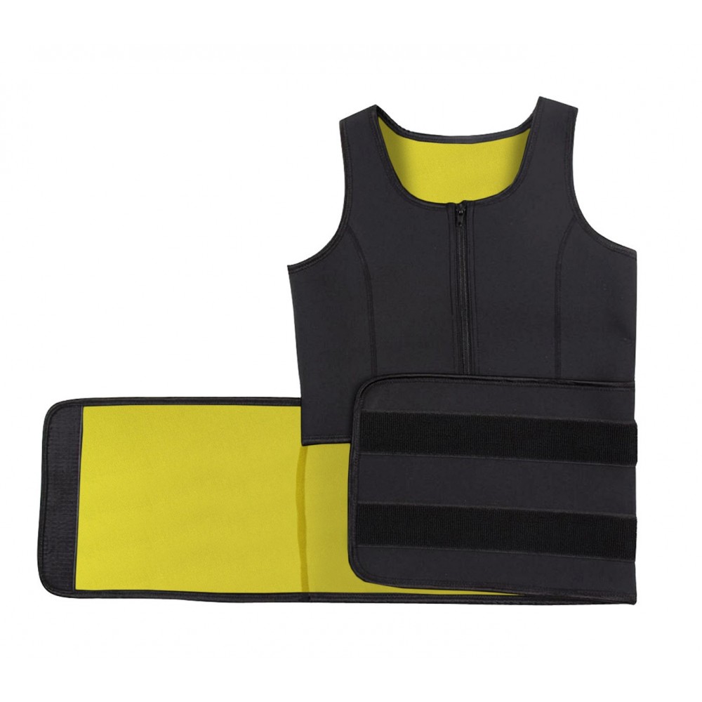 Canotta sauna fitness con zip e velcro effetto snellente taglie dalla L alla XXL