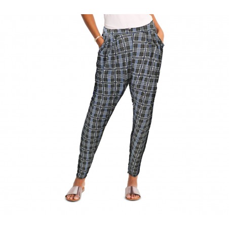 TG08-13 Pack da 3 pantaloni da donna mod. STYLE tessuto morbido fantasia scacchi