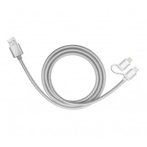 893267 Cavo 2 in 1 micro USB e adattatore Lightning ricarica e dati 39 cm 2