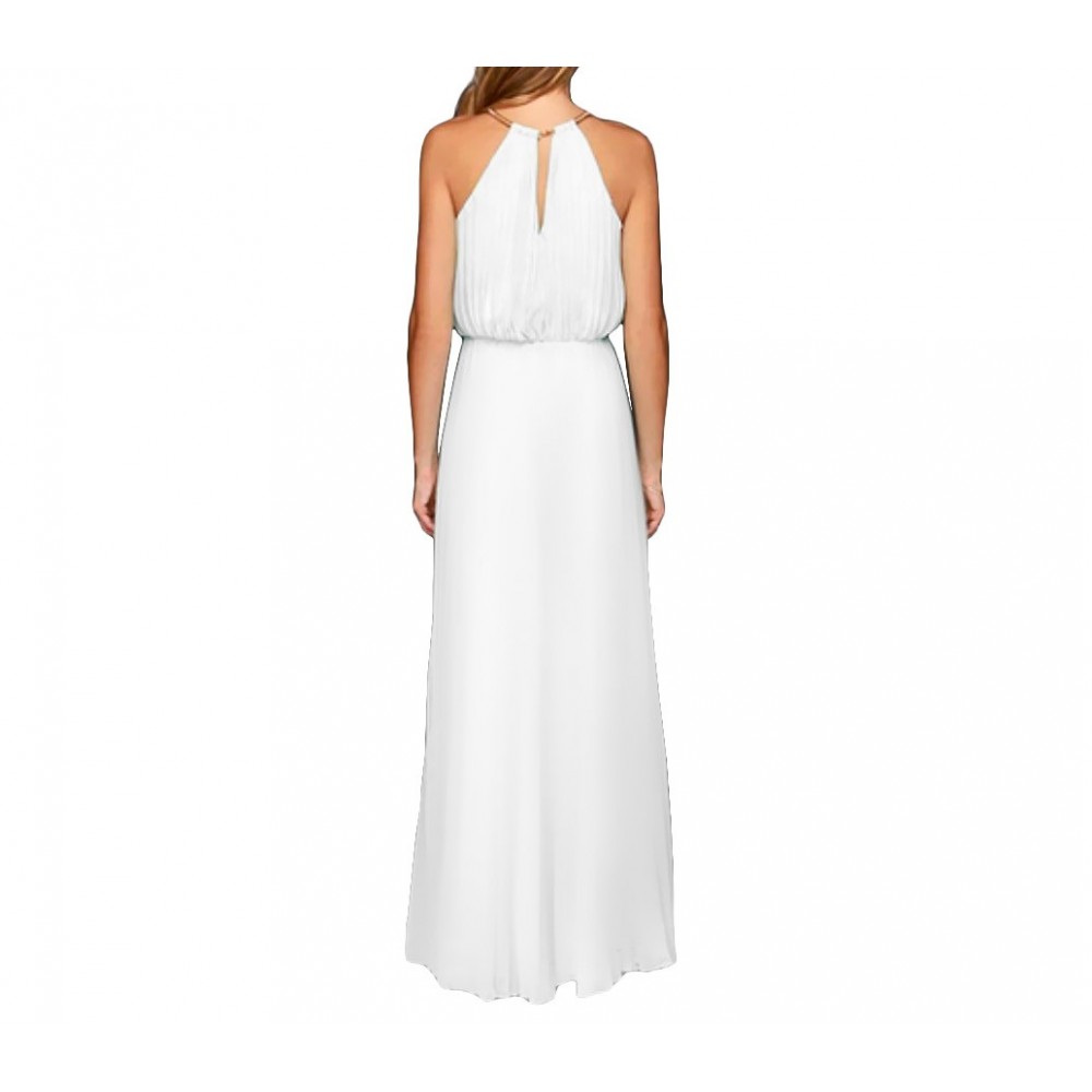 3906 Abito lungo Mercedes plissettato senza maniche taglie dalla S alla XL