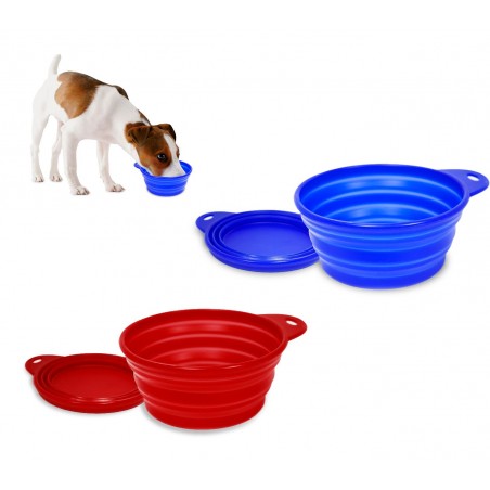 Ciotola da viaggio pieghevole in silicone 055564 per cibo e acqua in due colori