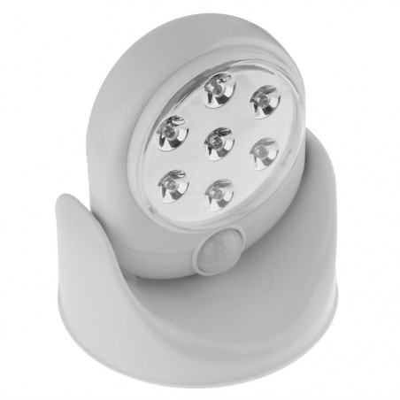 Lampada Faro ruotante 360 gradi 7 led con sensore movimento faretto ripostiglio