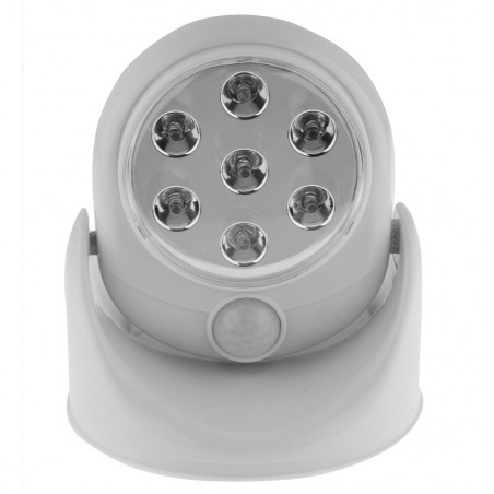 Lampada Faro ruotante 360 gradi 7 led con sensore movimento faretto ripostiglio