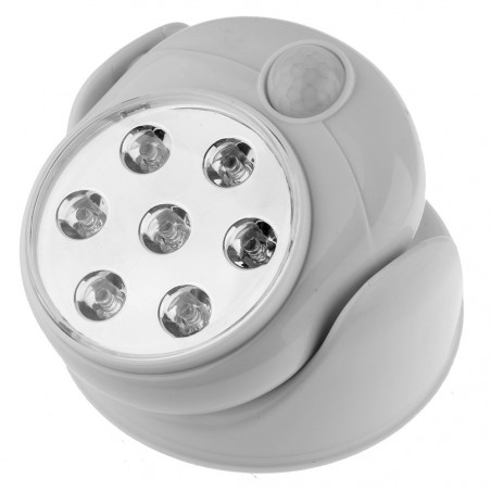 Lampada Faro ruotante 360 gradi 7 led con sensore movimento faretto ripostiglio