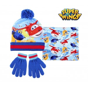 Image of Completo per bambini inverno SUPER WINGS 2200002443  cappello guanti e pashmina 7106899263502