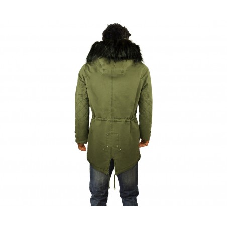 Giubbotto parka da uomo D-235 mod. Revange con cappuccio e pellicciotto 