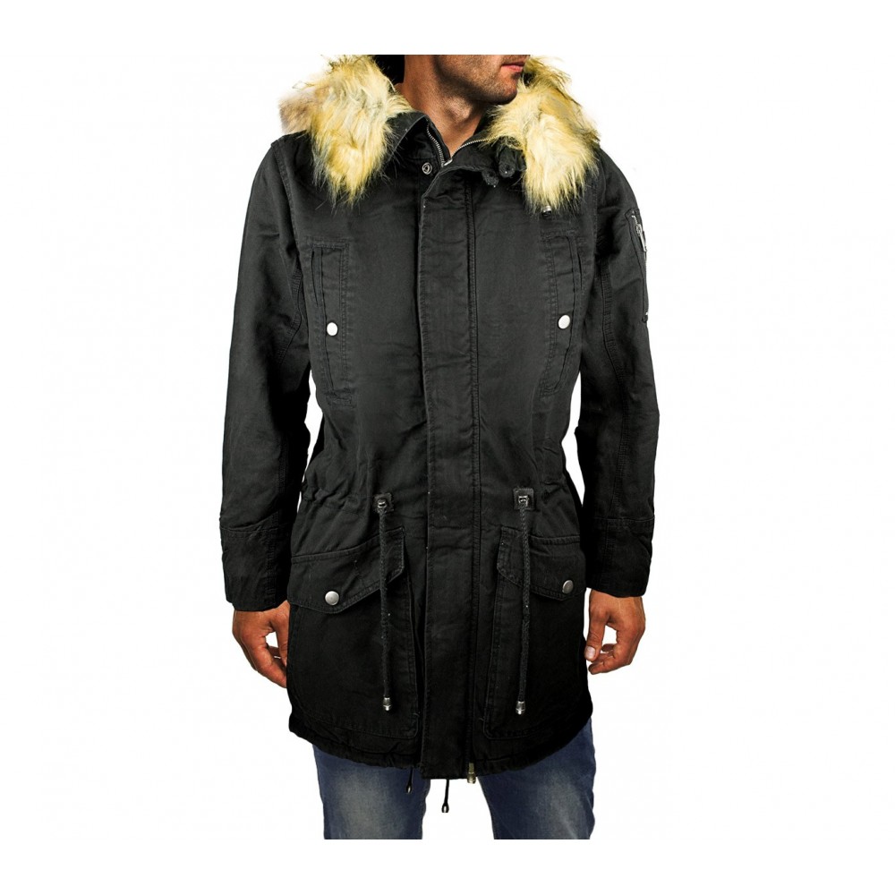 Giubbotto parka da uomo D-201 mod. WINTER COOL cappuccio con pellicciotto