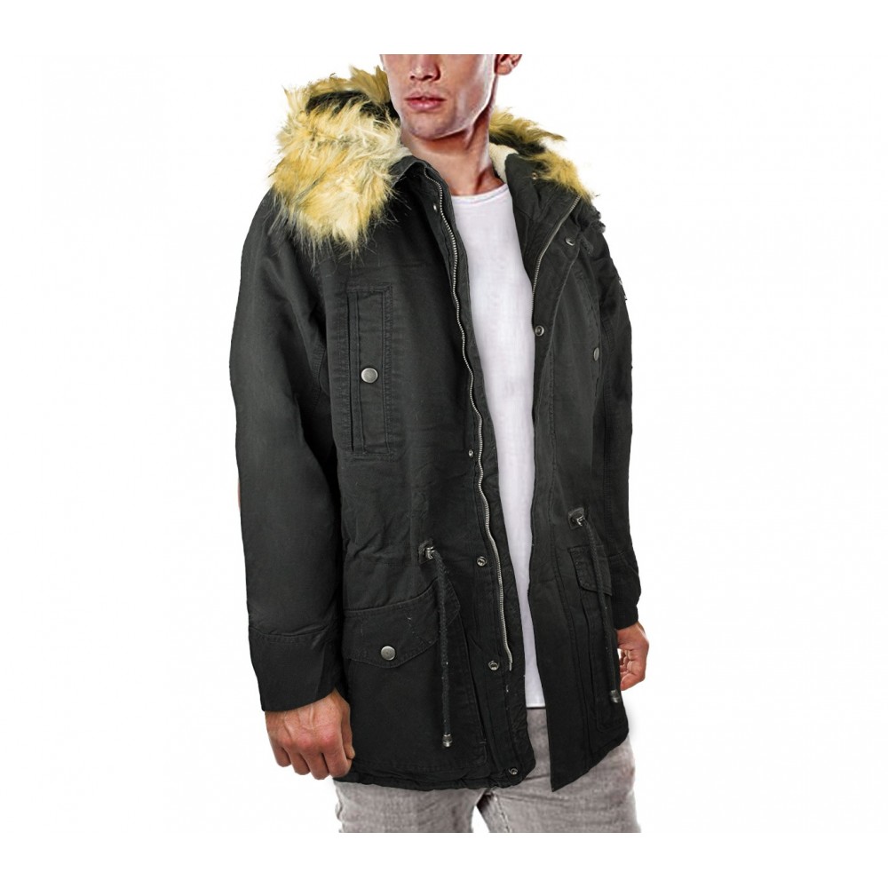 Giubbotto parka da uomo D-201 mod. WINTER COOL cappuccio con pellicciotto