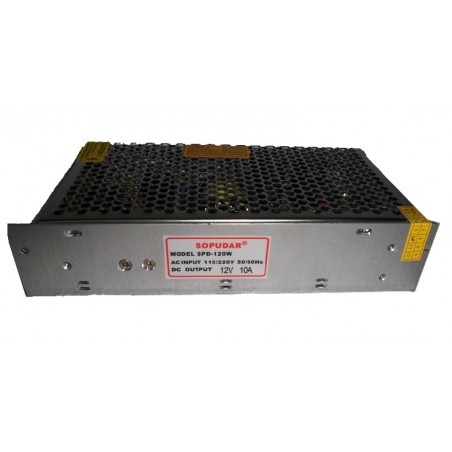 Alimentatore stabilizzato 10 A con switch e trimmer protezione sovraccarichi 