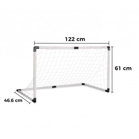 Porta da calcio telaio in plastica rete 177103 con palla fischietto e gonfiatore