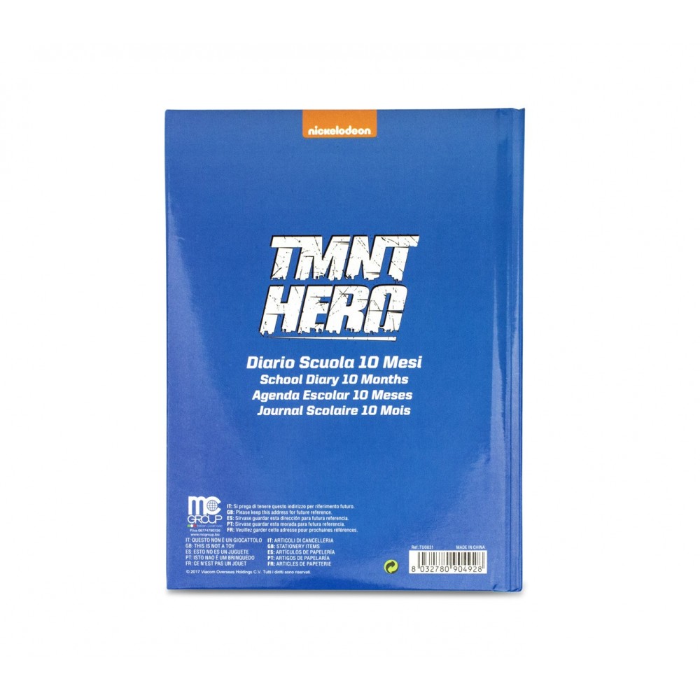 Diario scuola 10 mesi 904928 TURTLES TMNT HERO NICKELODEON agenda scuola 