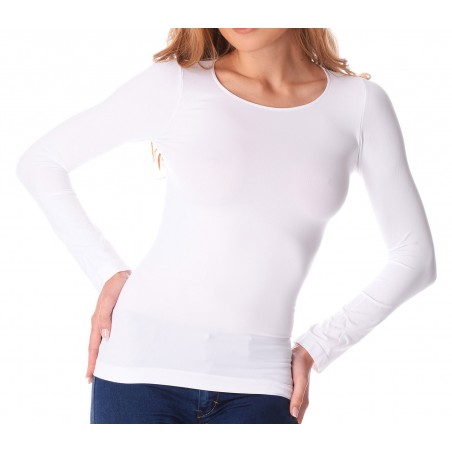 Maglia donna mod. Lisa 615201 slim fit con interno felpato scollo rotondo