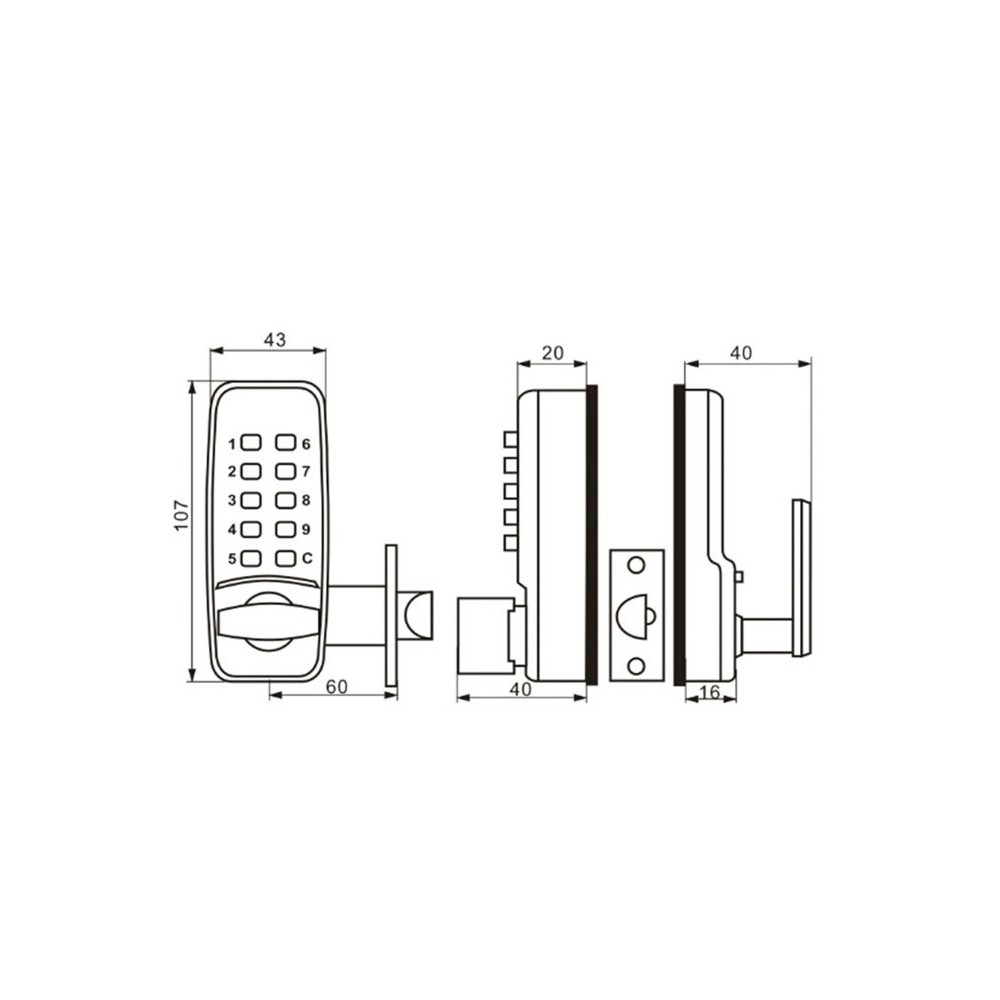 Serratura meccanica per porte 4365  combinazione con tastierino numerico  