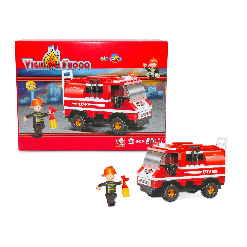 Playset mattoncini VIGILI DEL FUOCO CIGIOKI B0276 da assemblare 133 pezzi