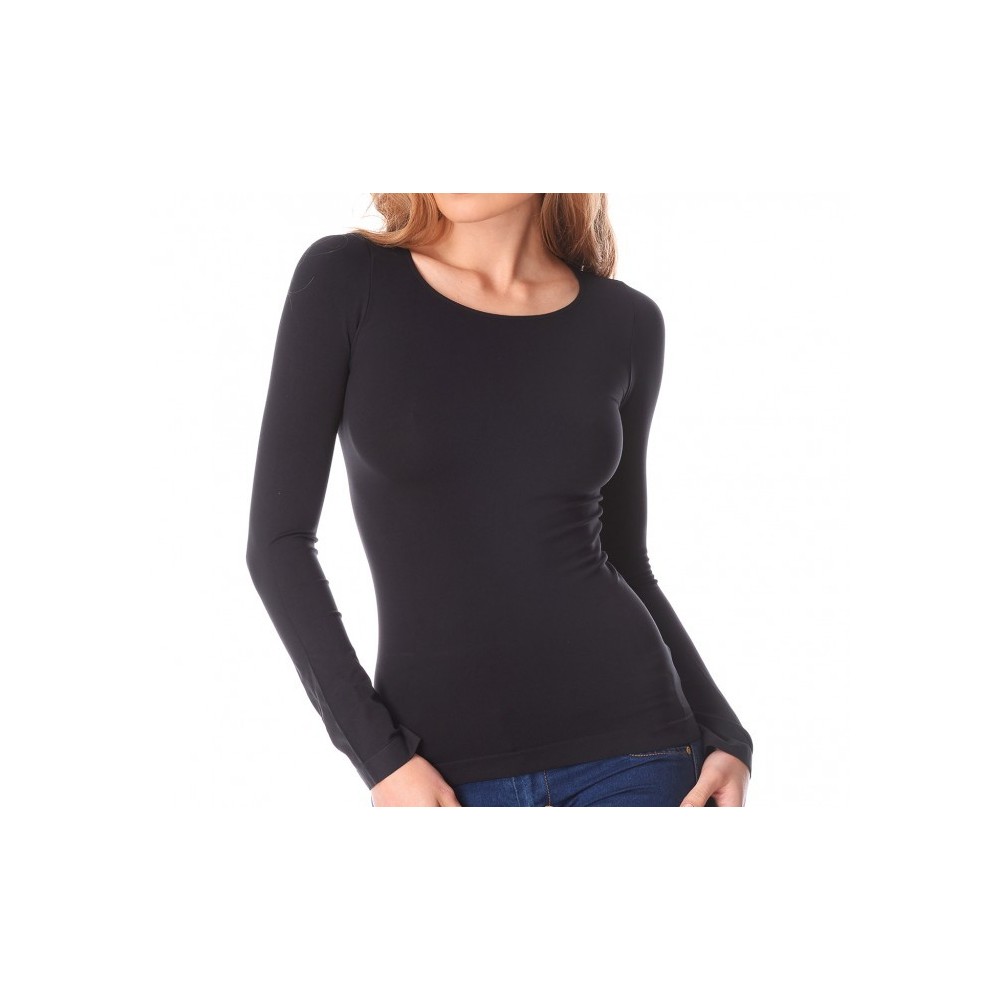 Image of Maglia da donna slim fit VKA20 con interno felpato girocollo manica lunga Grigio M/L