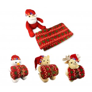 Set peluche e copertina 06581 in tema natalizio vari modelli idea regalo