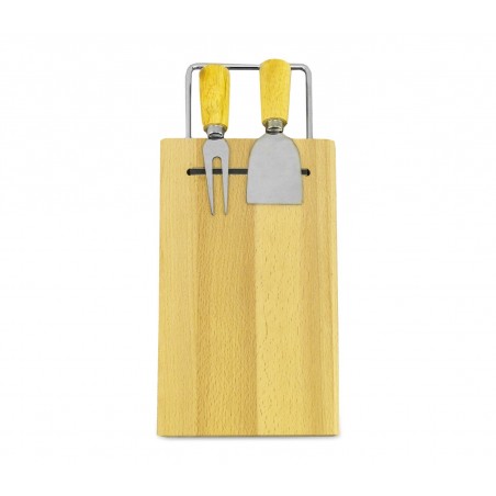 Tagliere per formaggio 689378 in di betulla con forchetta e spatola 33 x 15 cm