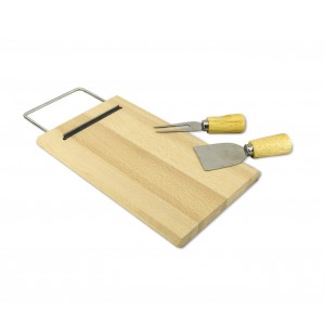 Tagliere per formaggio 689378 in di betulla con forchetta e spatola 33 x 15 cm 2