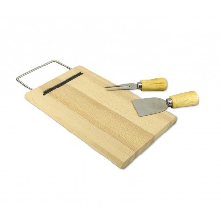 Tagliere per formaggio 689378 in di betulla con forchetta e spatola 33 x 15 cm