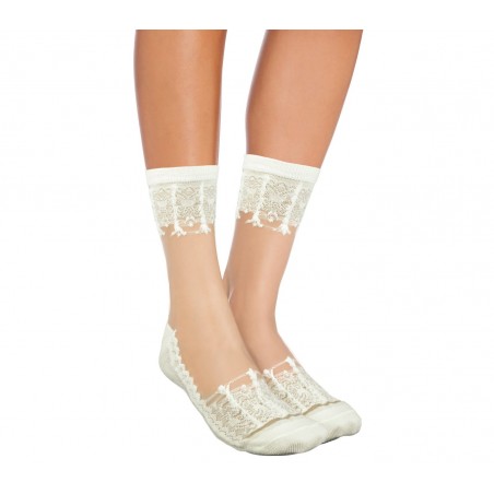 Pack da 12 paia calzini da donna W-8008 mod. LADIES fantasia in pizzo colori ass