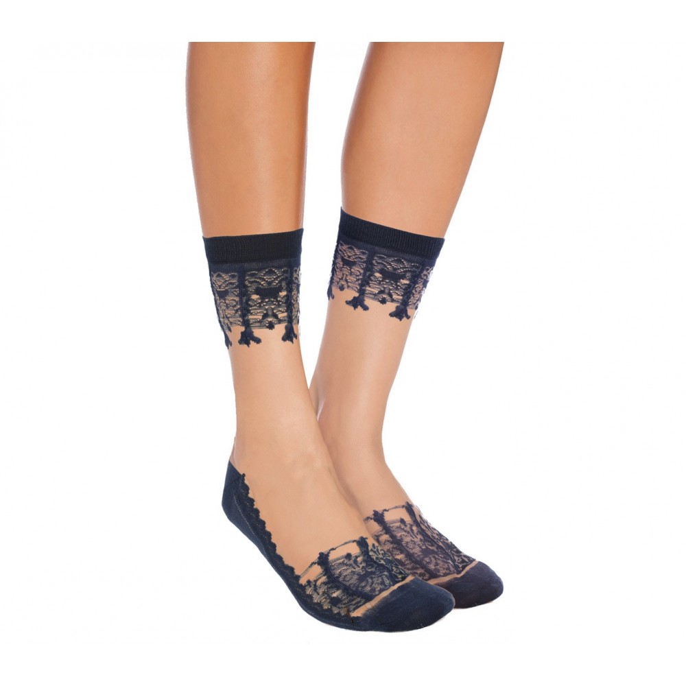 Pack da 12 paia calzini da donna W-8008 mod. LADIES fantasia in pizzo colori ass