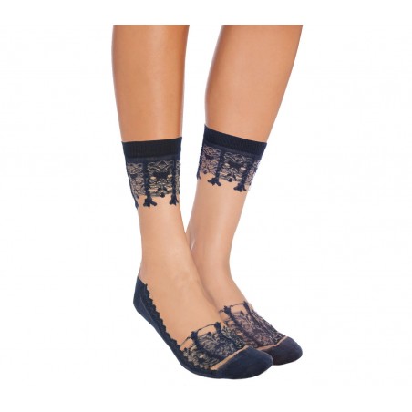 Pack da 12 paia calzini da donna W-8008 mod. LADIES fantasia in pizzo colori ass