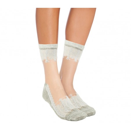 Pack da 12 paia calzini da donna W-8008 mod. LADIES fantasia in pizzo colori ass