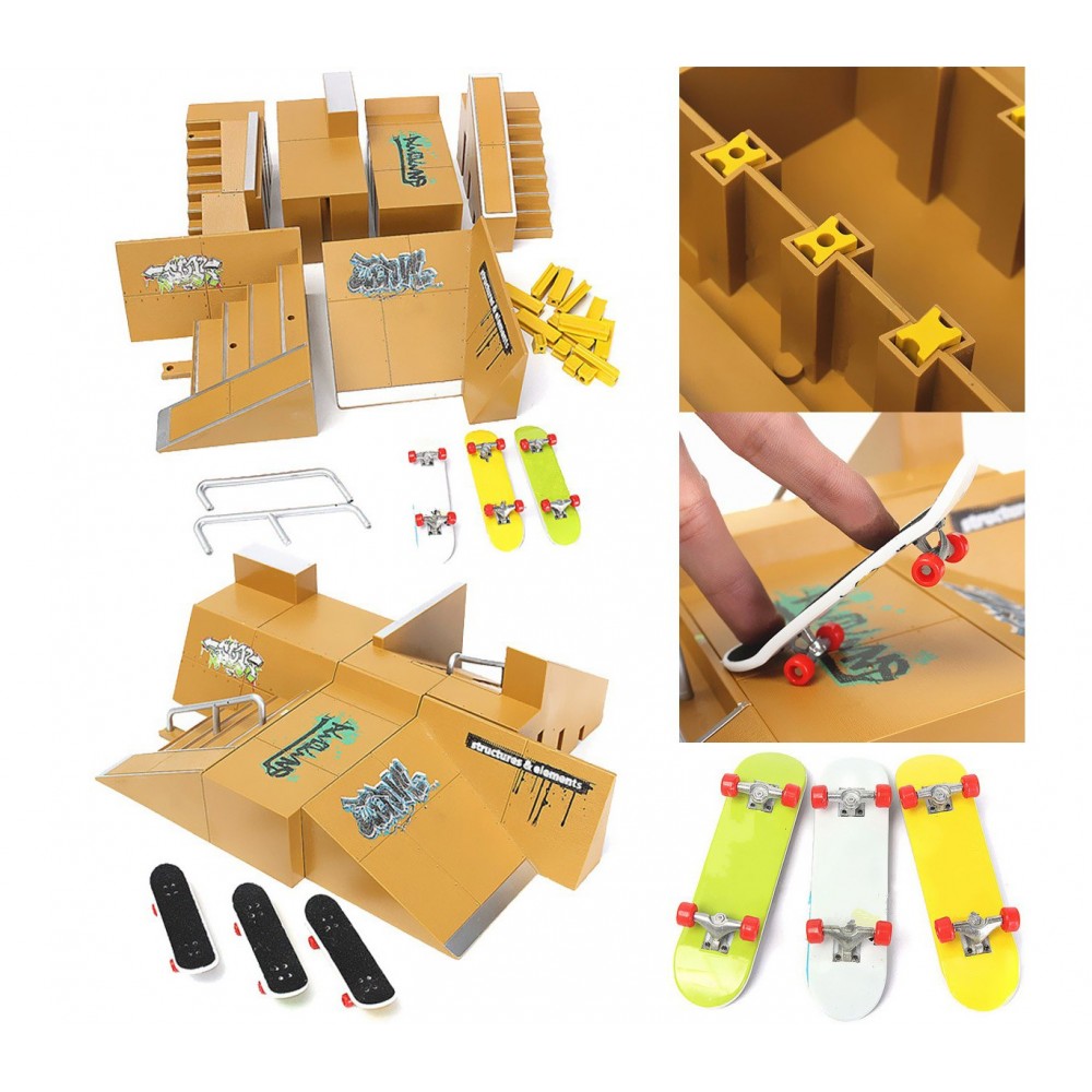 Playset mini skate park componibile 4485 con mini skatboard da dita inclusi