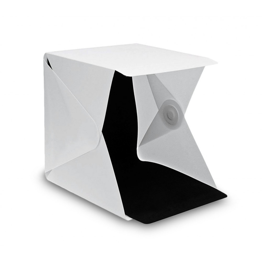 Mini set fotografico 22 x 24 x 24 cm  4498 con luce led sfondi nero e bianco