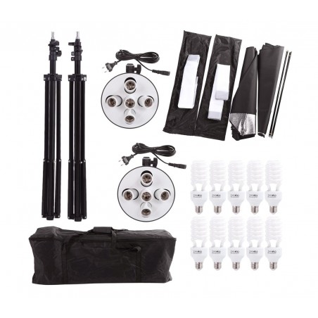Set softbox fotografia 4499 due stand con 10 lamapde incluse e comoda custodia 