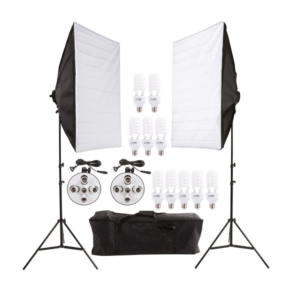 Set softbox fotografia 4499 due stand con 10 lamapde incluse e comoda custodia 