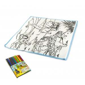 Image of Tappeto gioca e colora 121769 DINOSAURI lavabile 50 x 50 cm pennarelli inclusi 8435524506349