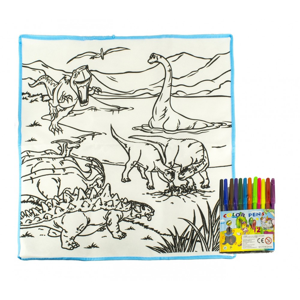 Tappeto gioca e colora 121769 DINOSAURI lavabile 50 x 50 cm pennarelli inclusi