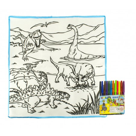 Tappeto gioca e colora 121769 DINOSAURI lavabile 50 x 50 cm pennarelli inclusi Tappeto gioca e colora 121769 DINOSAURI lavabile 50 x 50 cm pennarelli inclusi