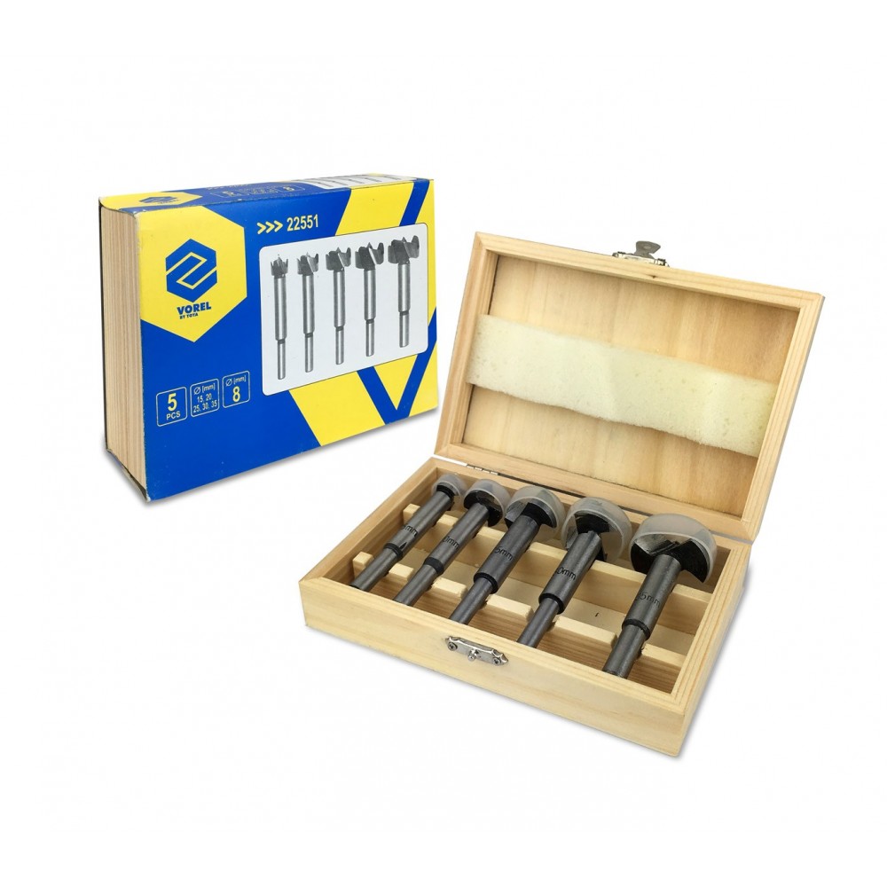 kit 5 punte set frese a tazza necchie punta per legno