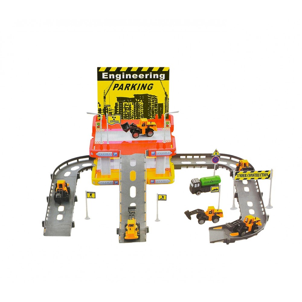 Playset PARCHEGGIO IN COSTRUZIONE 358603 CIGIOKI  con veicoli e segnali 42x40 cm