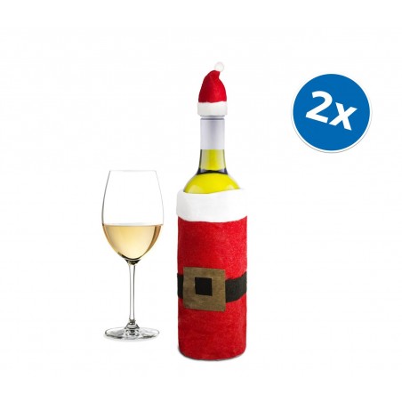 Pack 2 copribottiglia natalizi 569197 vestito da Babbo Natale con cappellino 
