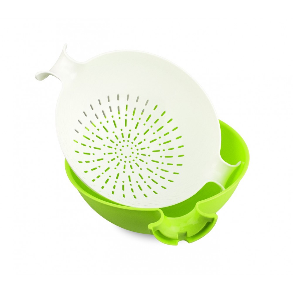 Scolapasta insalatiera 2 in 1 azione rotante con ciotola rimovibile vari colori