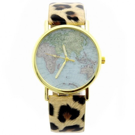 Orologio vintage analogico con mappamondo al quarzo watch retrò