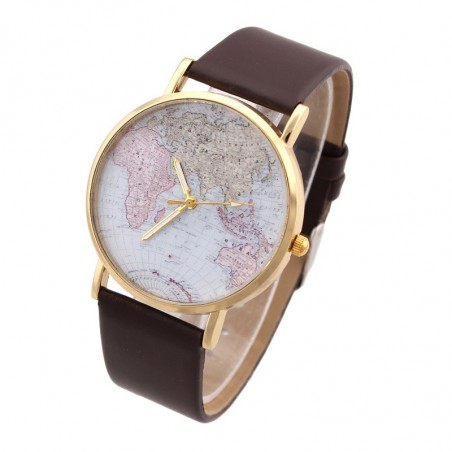 Orologio vintage analogico con mappamondo al quarzo watch retrò